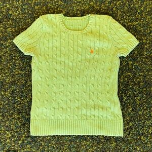 Polo By Ralph Lauren Green Short Sleeve Crochet Top